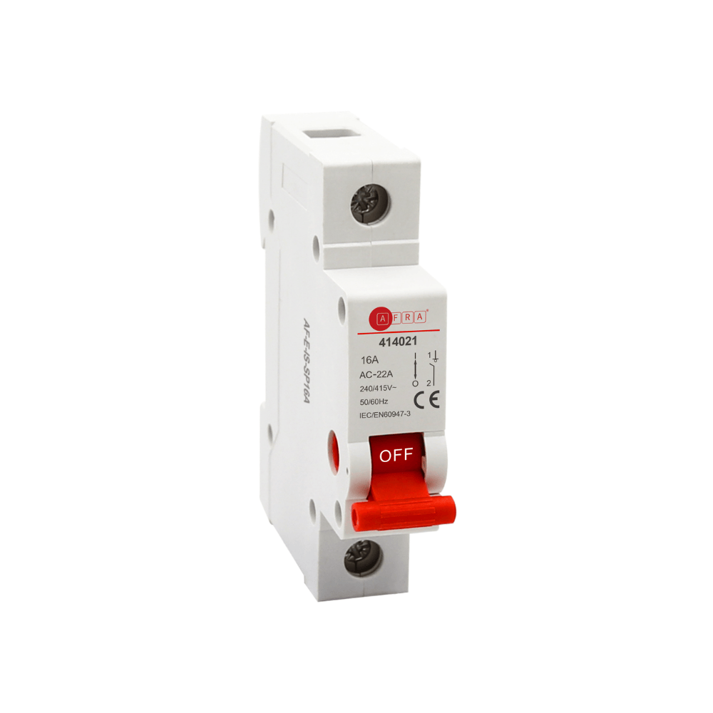 AFRA SP 16A 1P DIN Rail Mounted Isolator Switch – 16A, 230/400V, IEC/EN 60947-3