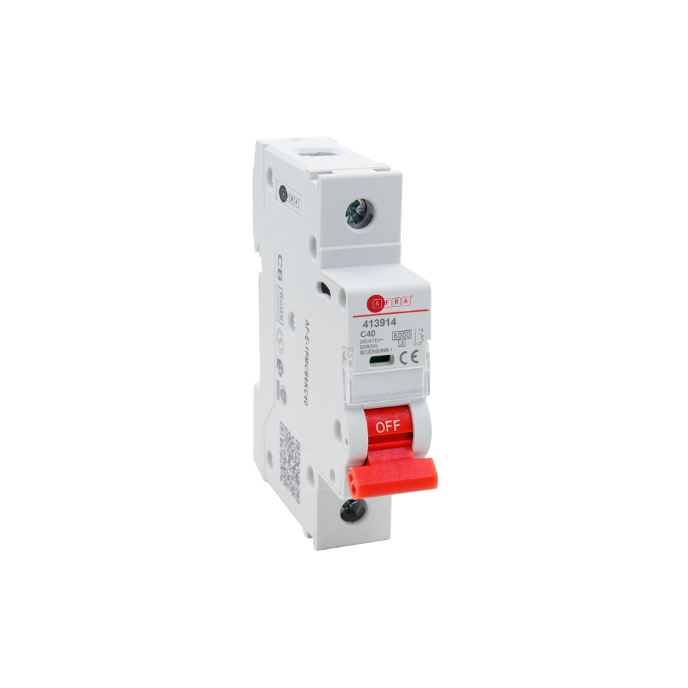 AFRA TSB3-63 1P 40A MCB – C Curve, 6kA, 230V, IEC/EN 60898